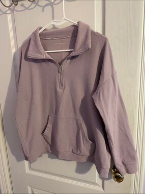 Marc New York Ribbed Lilac Half-Zip Pullover Sweatshirt
